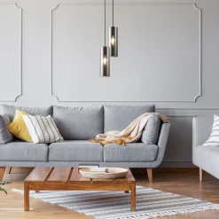 Hängelampe Metall Rauchglas E14 rund D: 8 cm Chrom