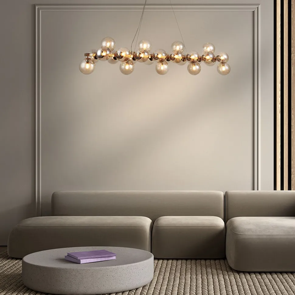 Hängelampe Metall Rauchglas H: max. 133,9 cm G9 Modern