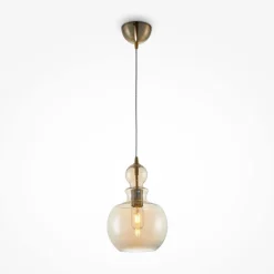 Hängelampe Metall Rauchglas E27 D: 21,5 cm rund Vintage