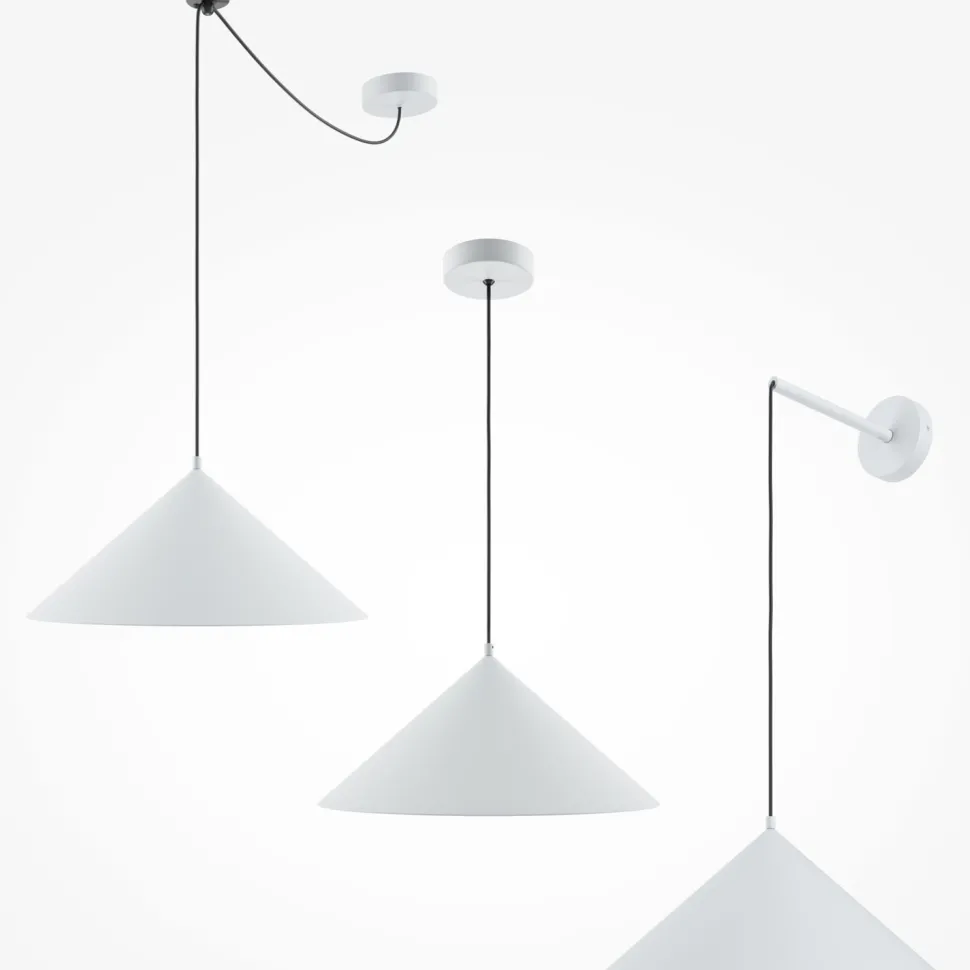 Hängelampe Metall rund Ø 35 cm H: max. 318 cm Weiß E27