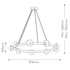 Hängelampe Metall rund D: 87,6 cm H: max. 185,5 cm E14
