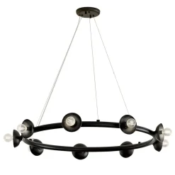 Hängelampe Metall rund D: 87,6 cm H: max. 185,5 cm Schwarz