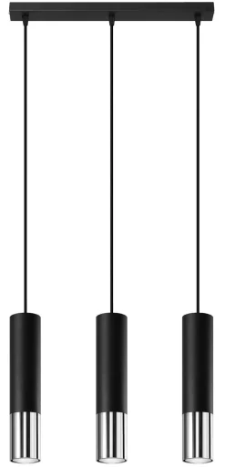 Hängelampe Metall Schwarz Chrom 3-flammig verstellbar