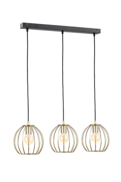 Hängelampe Metall Schwarz Gold L:60cm E27 Retro