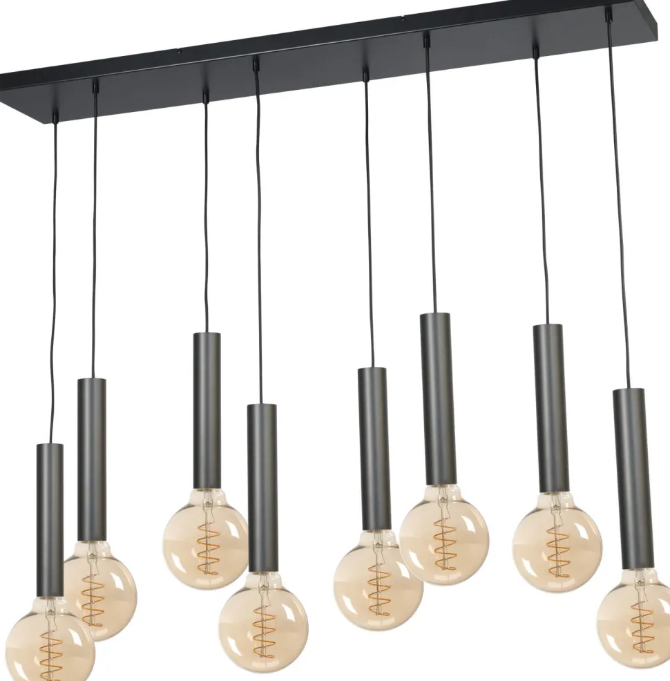 Hängelampe Metall Schwarz für 8x E27 Esstisch ESJA