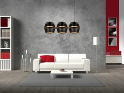 Hängelampe Metall Schwarz Gold E27 70 cm lang 3-flammig