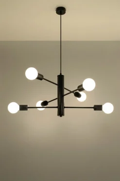 Hängelampe Metall Schwarz 6-flammig E27 Esstisch