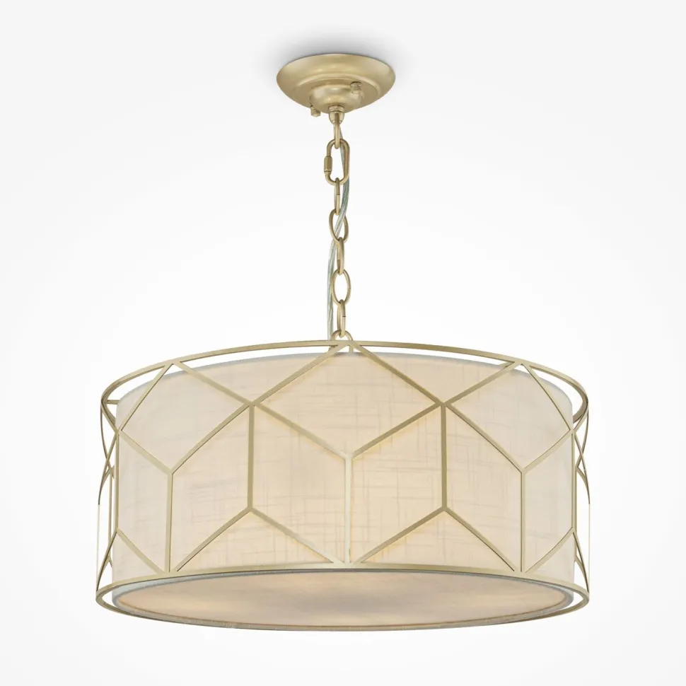 Hängelampe Metall Stoff Ø 45 cm rund H: max. 76,8 cm