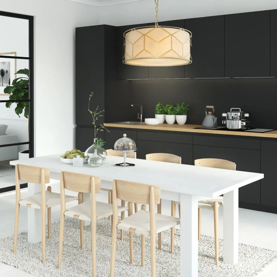 Hängelampe Metall Stoff Ø 45 cm rund H: max. 76,8 cm