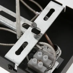 Hängelampe Metall Stoff in Schwarz Silber 140 cm lang