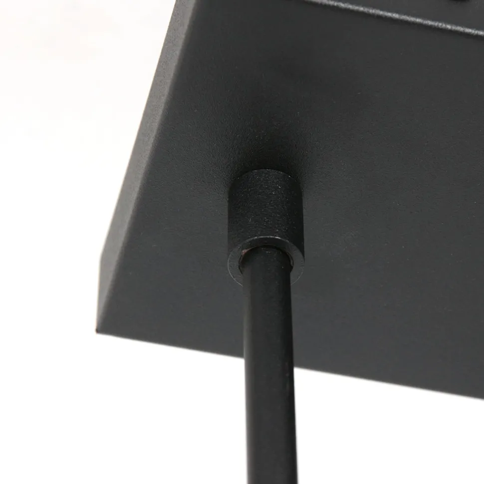 Hängelampe Metall Stoff in Schwarz Gold 140 cm 3-flmg