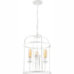 Hängelampe Metall Weiß Ø 35,5 cm 3-flammig E27 Rustikal