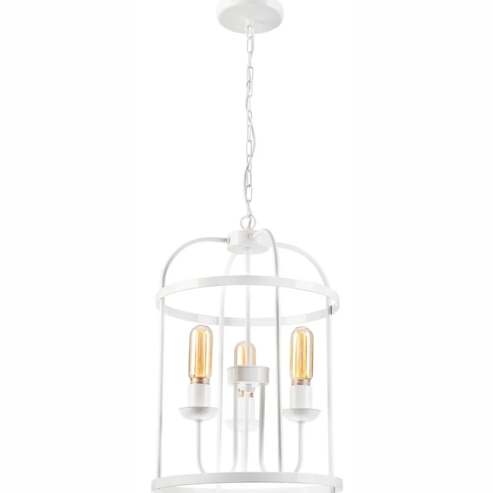 Hängelampe Metall Weiß Ø 35,5 cm 3-flammig E27 Rustikal