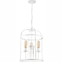 Hängelampe Metall Weiß Ø 35,5 cm 3-flammig E27 Rustikal