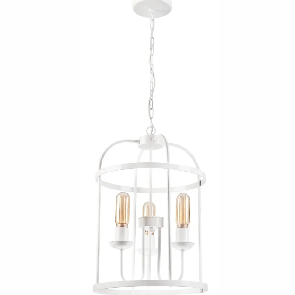 Hängelampe Metall Weiß Ø 35,5 cm 3-flammig E27 Rustikal