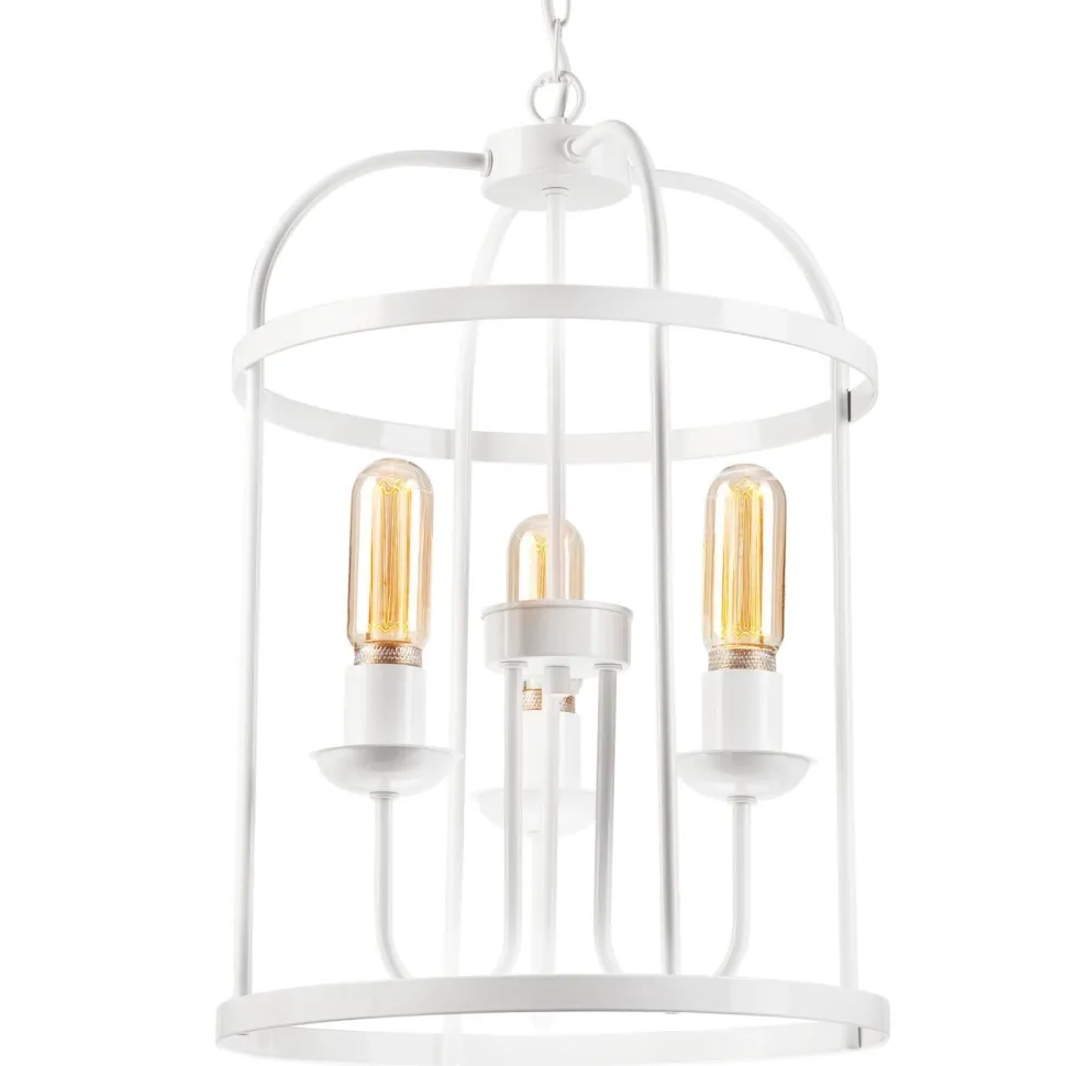 Hängelampe Metall Weiß Ø 35,5 cm 3-flammig E27 Rustikal