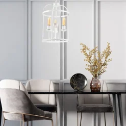 Hängelampe Metall Weiß Ø 35,5 cm 3-flammig E27 Rustikal