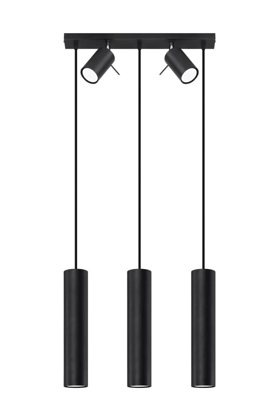 Hängelampe mit Spot Metall 5-flammig länglich Schwarz