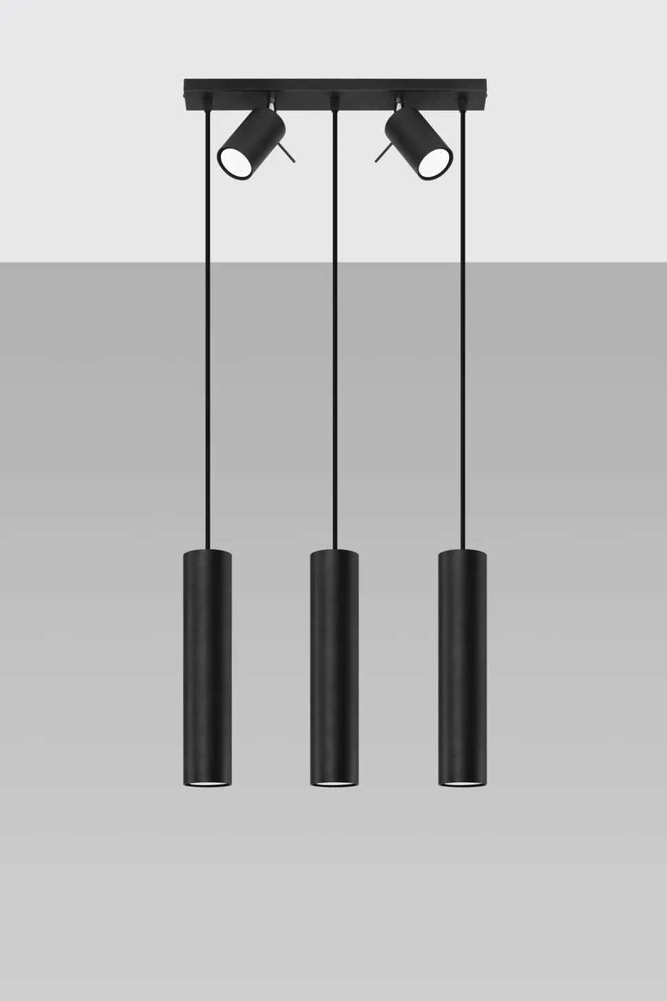 Hängelampe mit Spot Metall 5-flammig länglich Schwarz