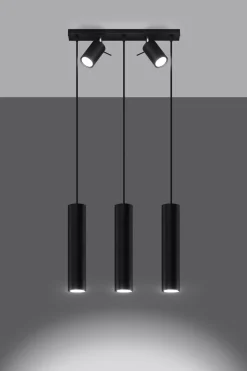 Hängelampe mit Spot Metall 5-flammig länglich Schwarz