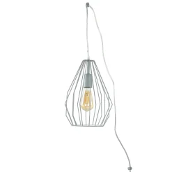 Hängelampe mit Stecker Kabel 5,5 m lang Grau flexibel