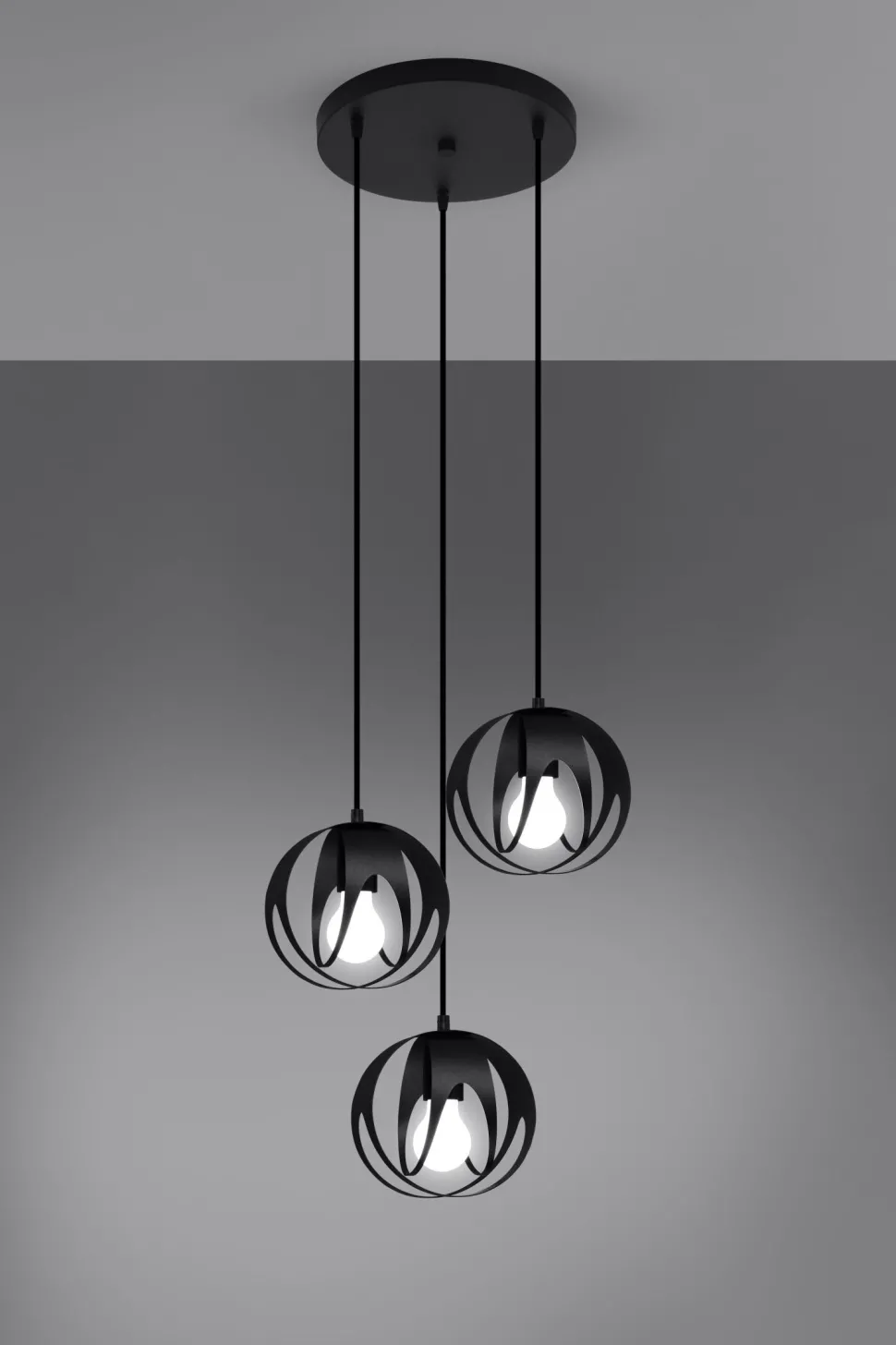 Hängelampe Modern Ø 30 cm Metall 3-flammig E27 Schwarz