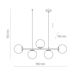 Hängelampe Modern B: 96 cm Metall Glas in Schwarz Weiß