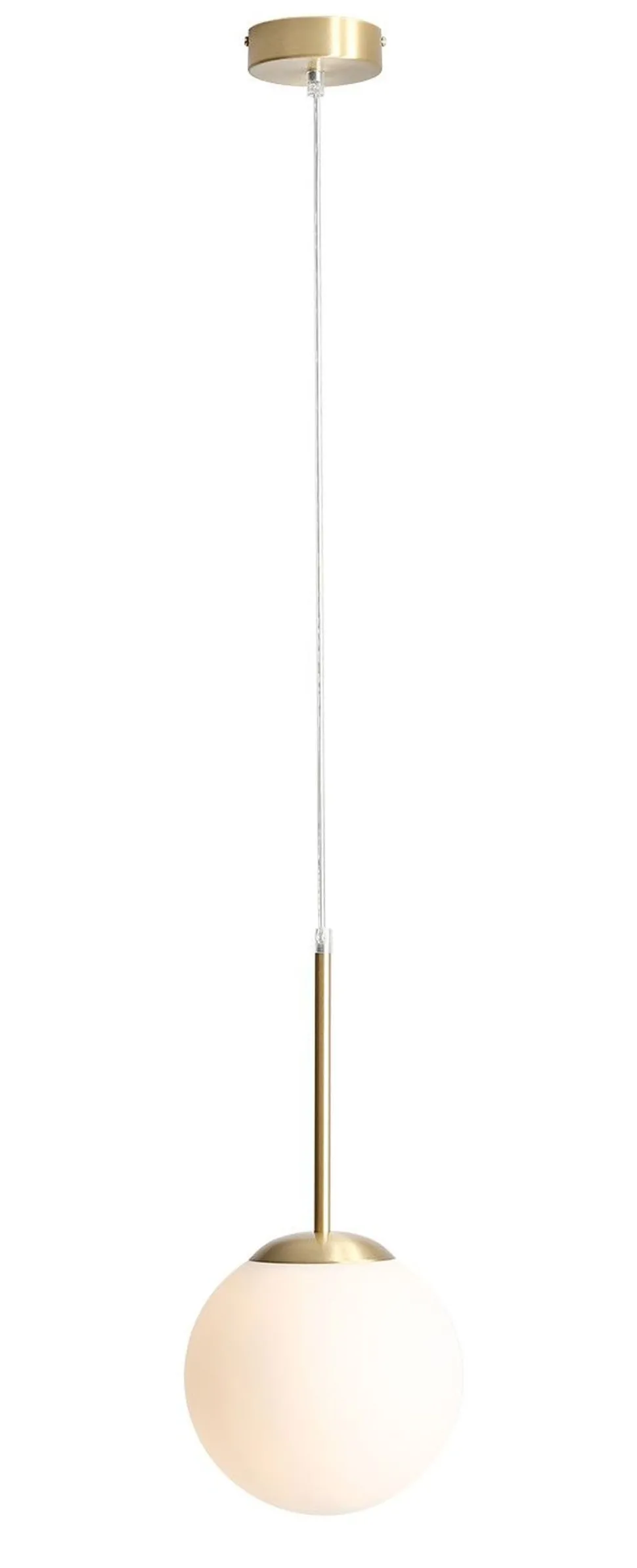 Hängelampe Modern E27 in Messing Weiß Glas Kugel Ø20 cm