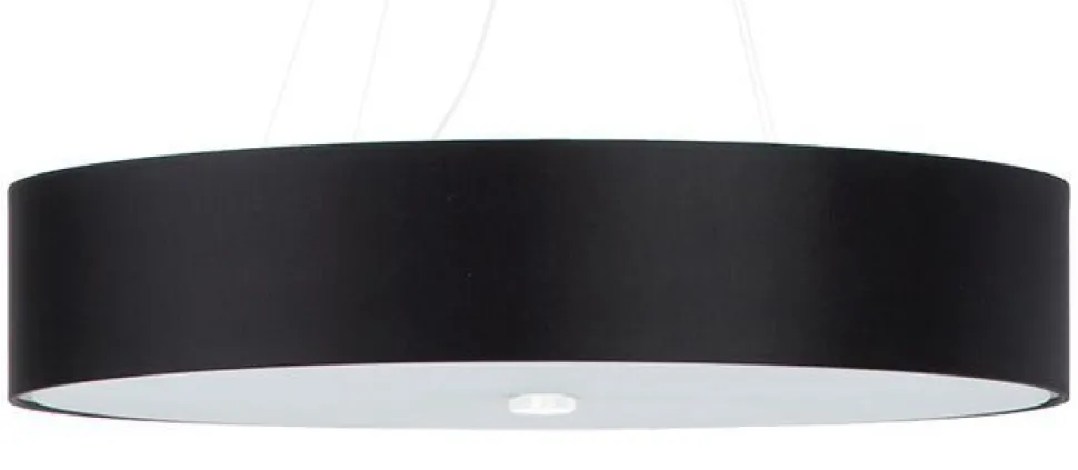 Hängelampe Modern rund Ø 80 cm groß Schwarz Stoff Glas