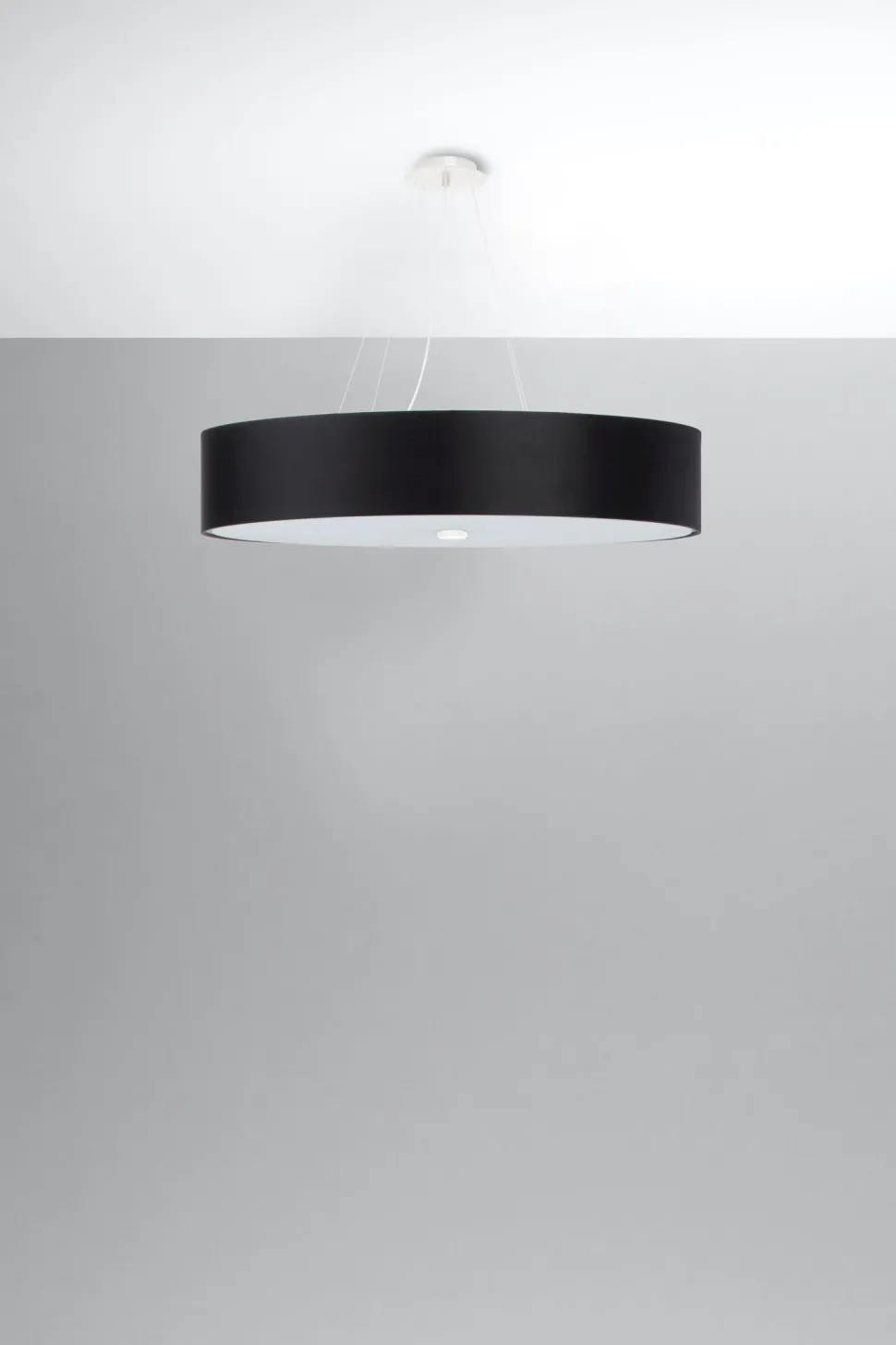 Hängelampe Modern rund Ø 80 cm groß Schwarz Stoff Glas