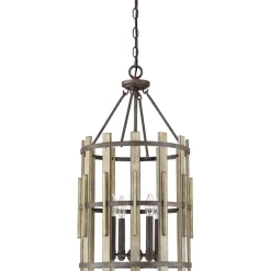 Hängelampe Natur Schwarz antik Ø38cm Holz Metall