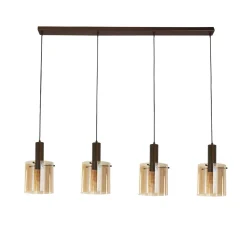 Hängelampe Rauchglas B: 142 cm 4-flammig E27 Braun Bernstein