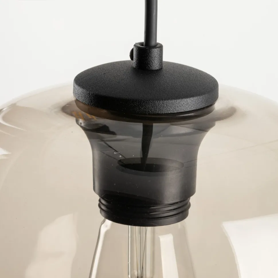 Hängelampe Rauchglas H: max. 110 cm Ø 45 cm 3-flammig E27