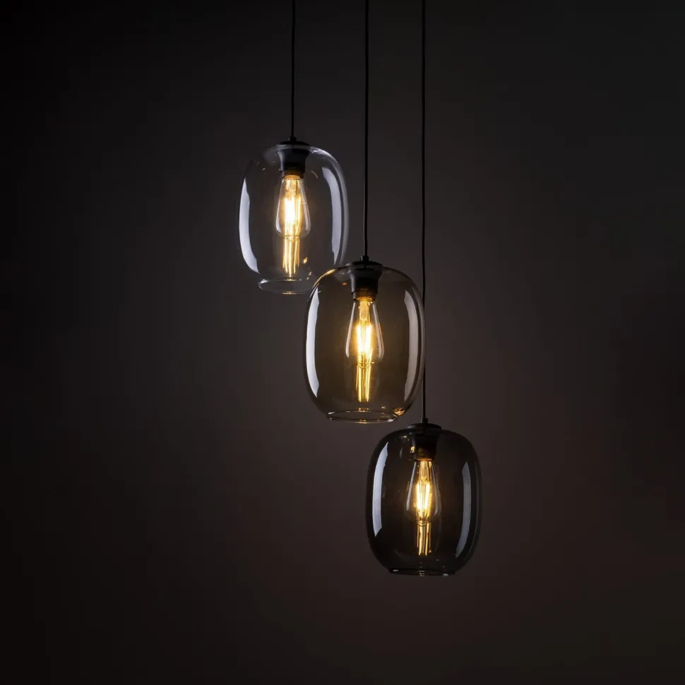 Hängelampe Rauchglas H: max. 110 cm Ø 45 cm 3-flammig E27