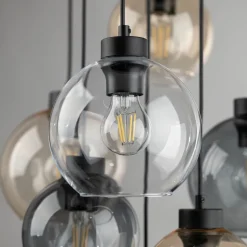 Hängelampe Rauchglas H: max. 140 cm verstellbar 7x E27