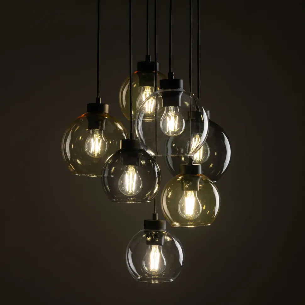 Hängelampe Rauchglas H: max. 140 cm verstellbar 7x E27