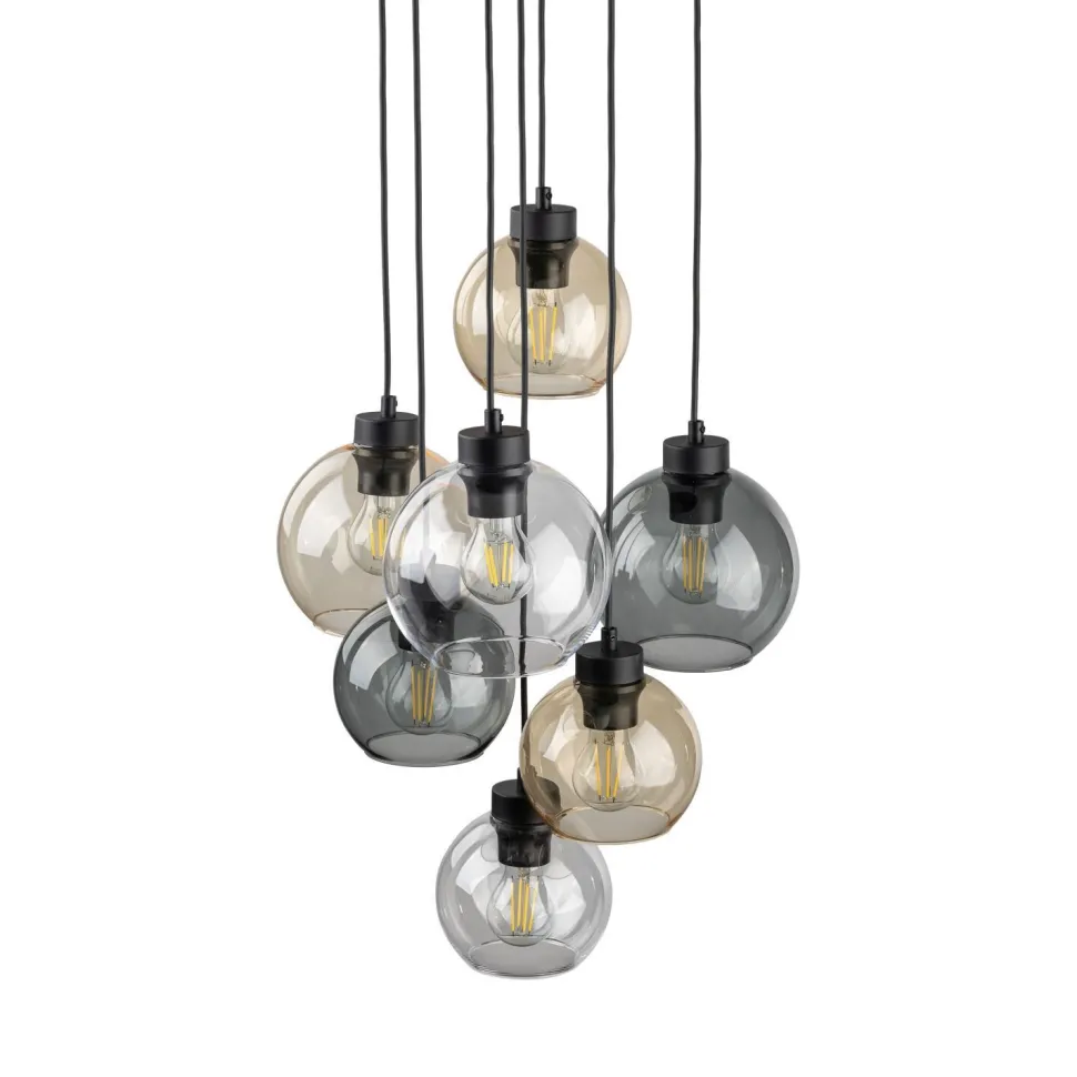 Hängelampe Rauchglas H: max. 140 cm verstellbar 7x E27