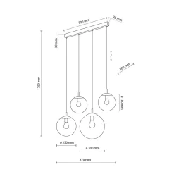 Hängelampe Rauchglas L: 87 cm H: max. 175 cm E27 4-flammig