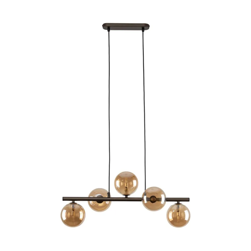 Hängelampe Rauchglas Metall höhenverstellbar 5x G9