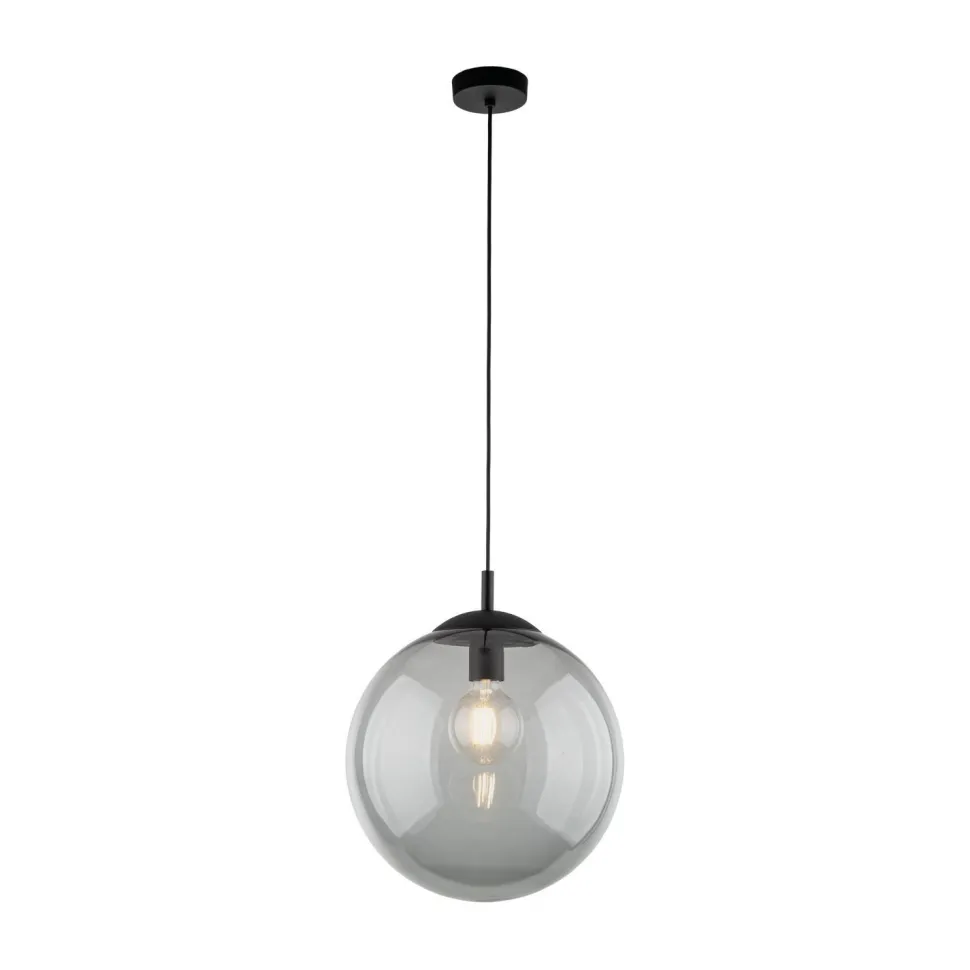 Hängelampe Rauchglas Metall E27 Ø 35 cm rund Kugelschirm