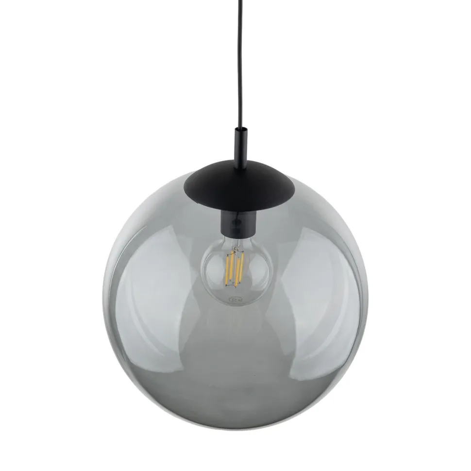 Hängelampe Rauchglas Metall E27 Ø 35 cm rund Kugelschirm