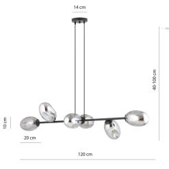 Hängelampe Rauchglas verstellbar 120 cm lang
