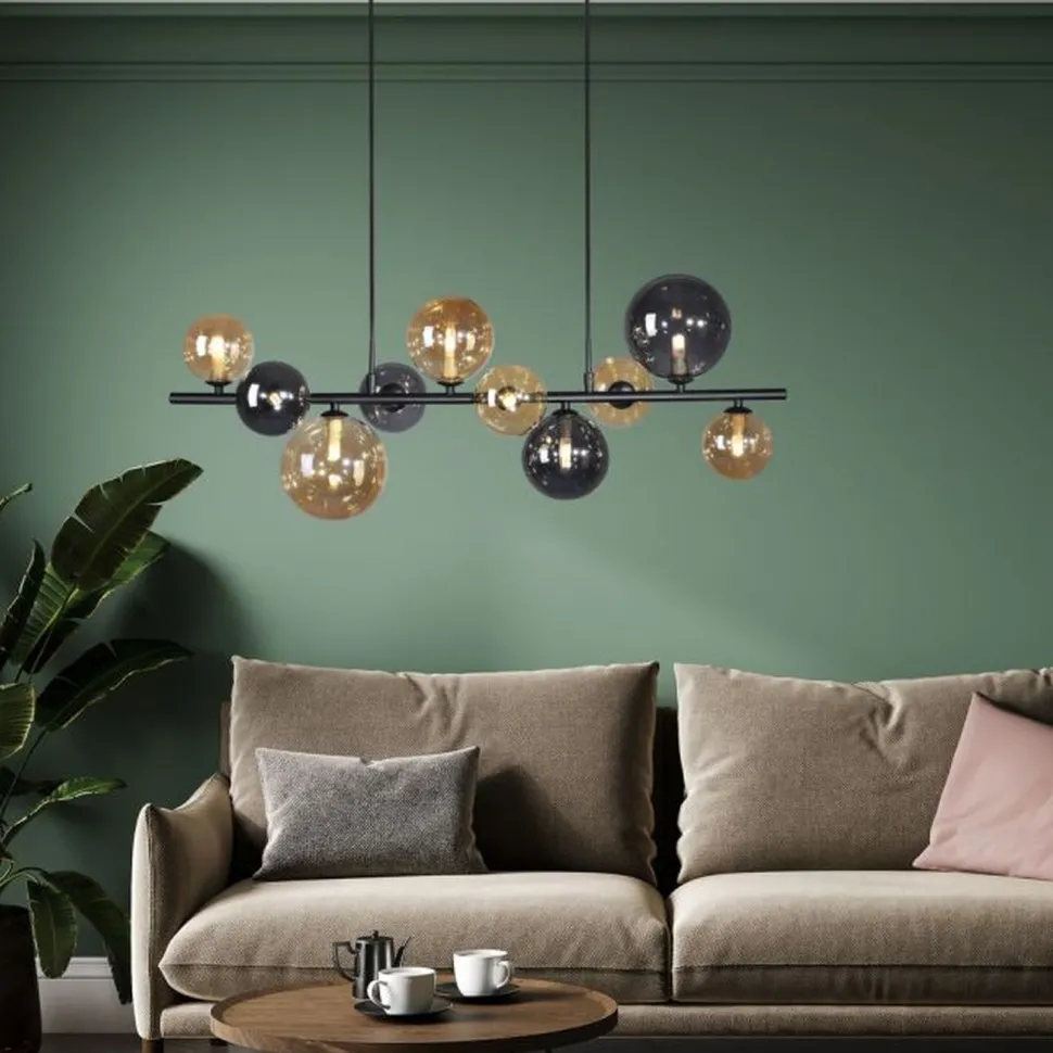 Hängelampe Rauchgrau Bernstein G9 3000 lm Glas 10-flmg