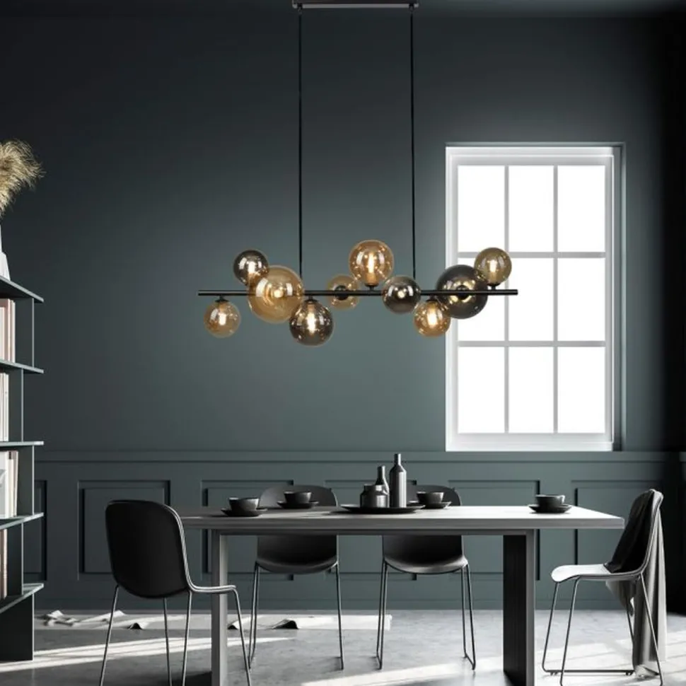 Hängelampe Rauchgrau Bernstein G9 3000 lm Glas 10-flmg