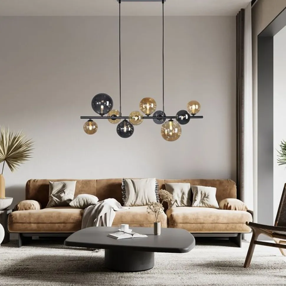 Hängelampe Rauchgrau Bernstein G9 3000 lm Glas 10-flmg