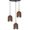 Hängelampe Rostbraun Metall Holz 3-flmg E27 Ø36 cm rund