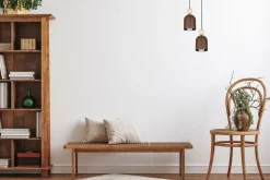 Hängelampe Rostbraun Metall Holz 2-flmg E27 Ø21 cm rund