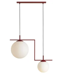 Hängelampe Rot Weiß Glas Kugeln L:72,5 cm blendarm