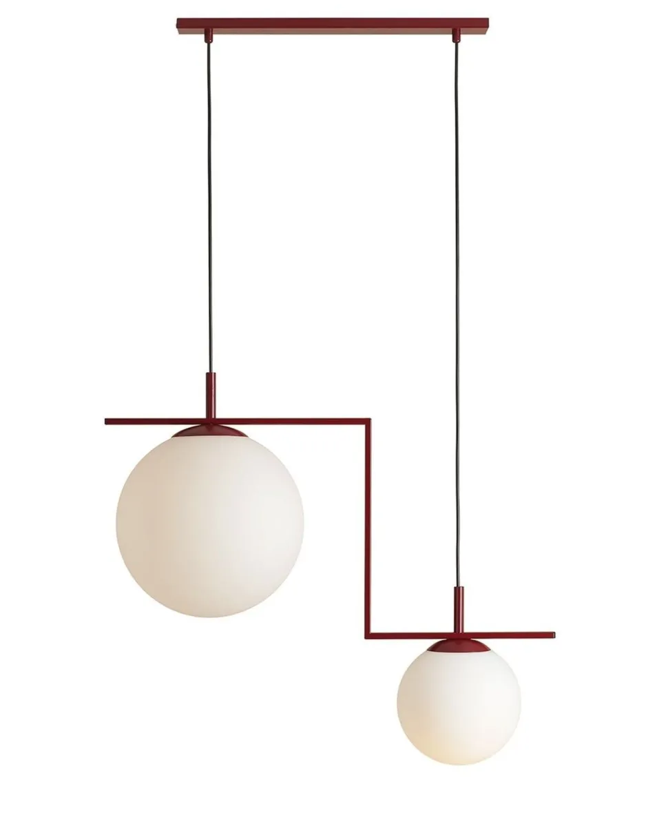 Hängelampe Rot Weiß Glas Kugeln L:72,5 cm blendarm