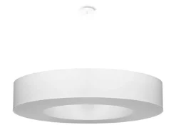 Hängelampe rund Ø 90 cm blendarm Weiß Stoff Schirm